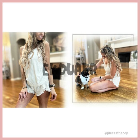 Soft V-Neck Cami Shorts Sleepwear Set - 95% Polyester 5% Spandex - Picture 7 of 8